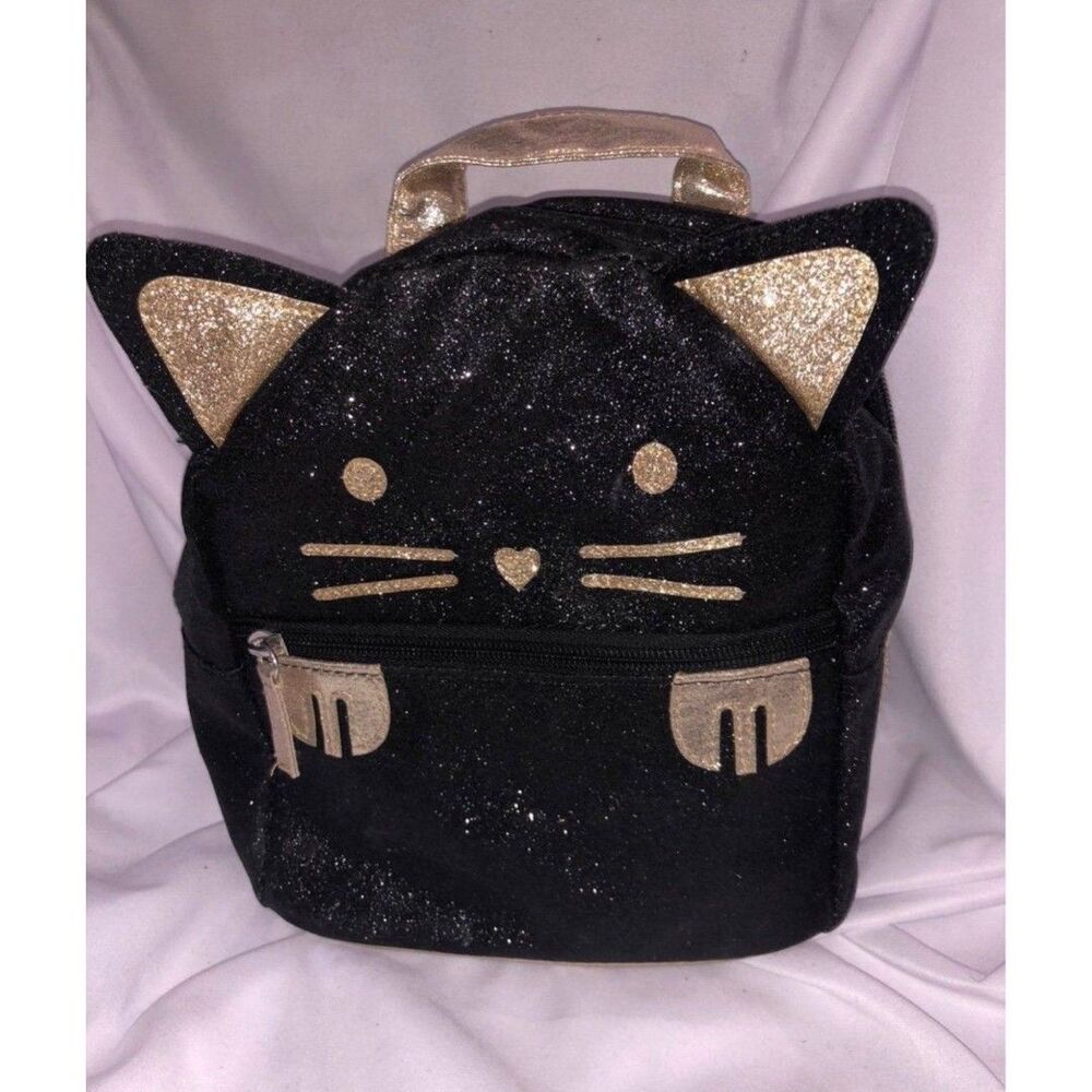 Child’s black glitter Kitty cat back pack B15